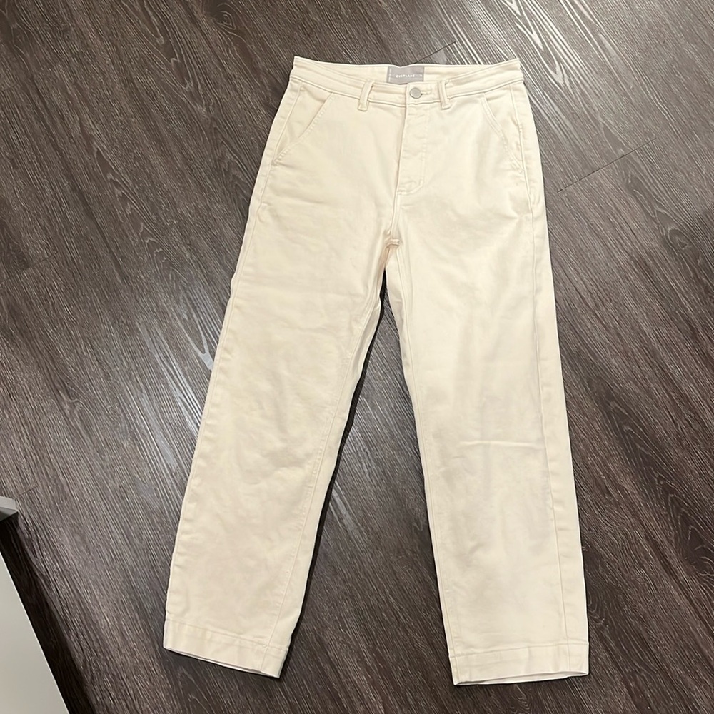 Everlane straight leg crop, in bone